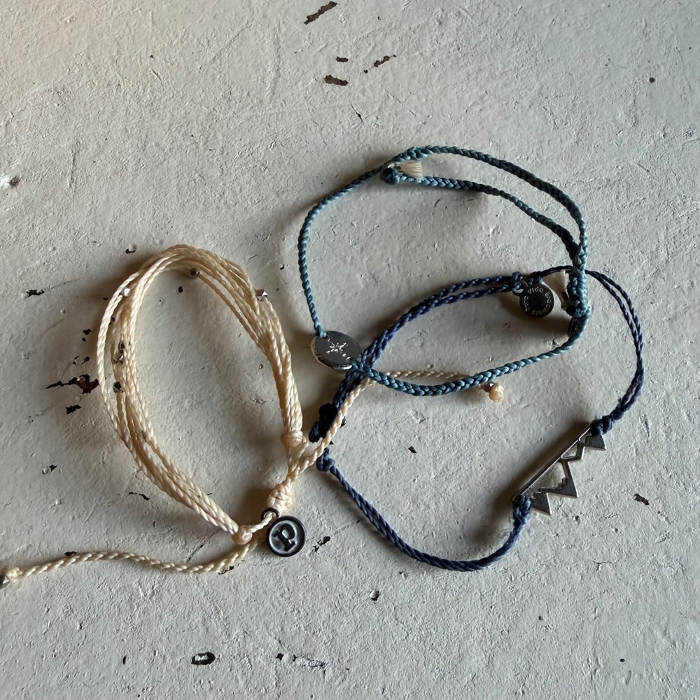 PURA VIDA Bracelet Set‎ Blue Cream Mountain Compass Beaded Women's OS Excellent